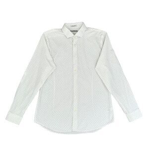 🔃Express Men’s White Polka Dot Long Sleeve Button Down Dress Shirt